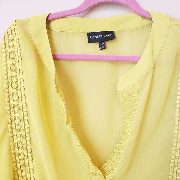 Lane Bryant chartreuse lemon sheer blouse - Picture 2 of 6